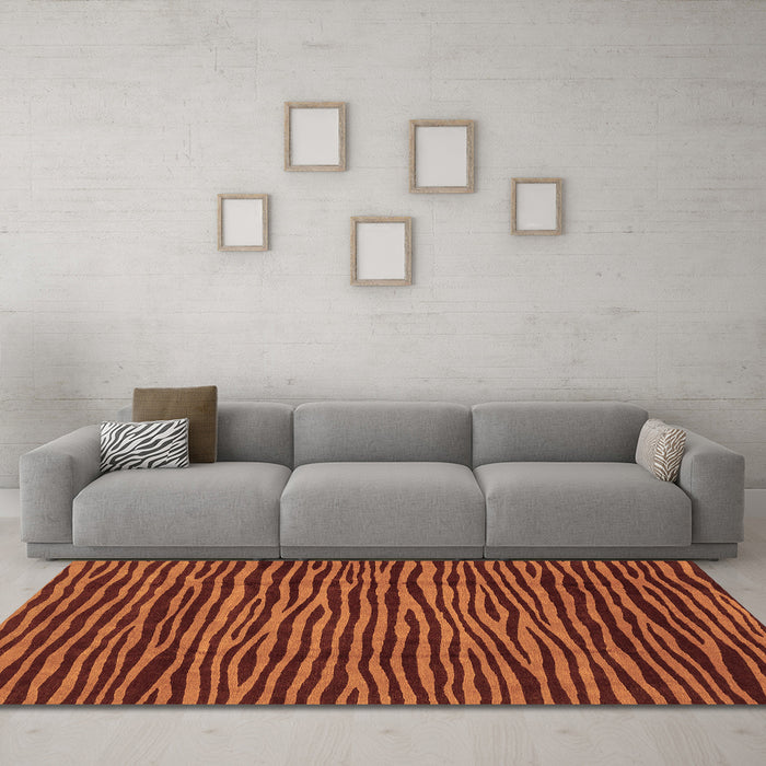 Machine Washable Abstract Brown Modern Rug in a Living Room,, wshabs3592brn
