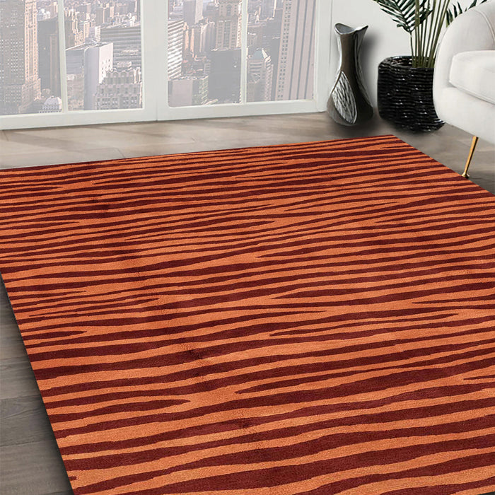 Machine Washable Abstract Orange Red Rug in a Family Room, wshabs3592