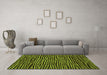 Machine Washable Abstract Green Modern Area Rugs in a Living Room,, wshabs3592grn