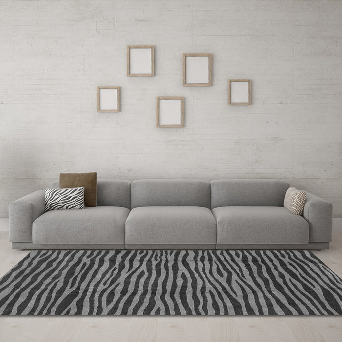 Machine Washable Abstract Gray Modern Rug in a Living Room,, wshabs3592gry