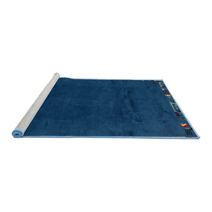 Sideview of Machine Washable Abstract Blue Rug, wshabs3593