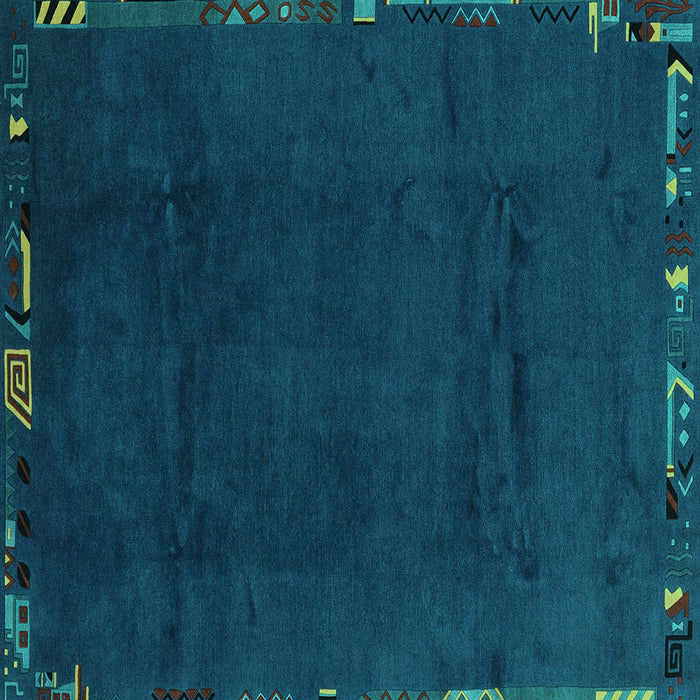 Square Machine Washable Abstract Turquoise Modern Area Rugs, wshabs3593turq