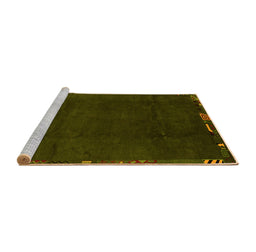 Sideview of Machine Washable Abstract Yellow Modern Rug, wshabs3593yw