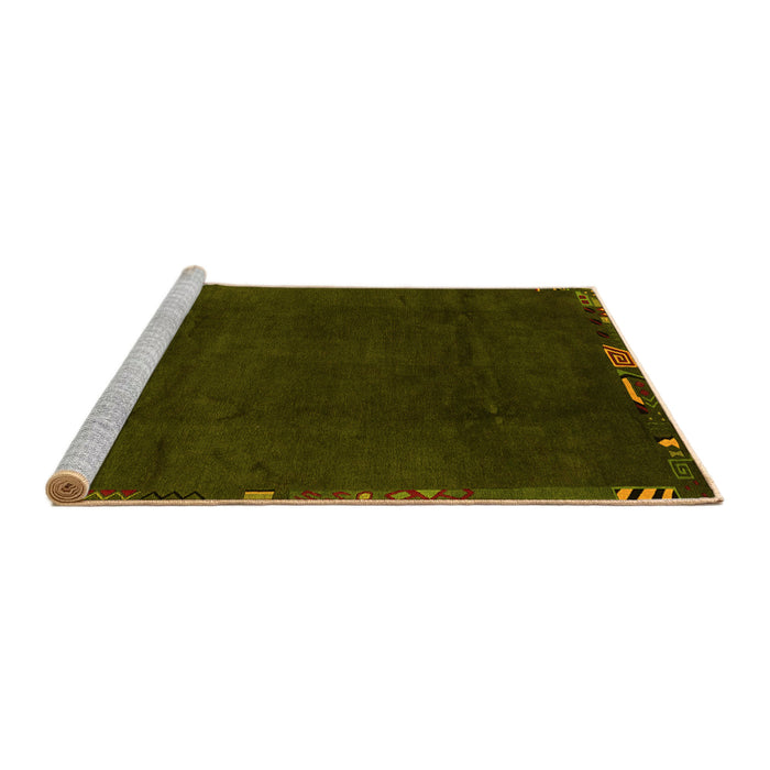 Sideview of Machine Washable Abstract Yellow Modern Rug, wshabs3593yw