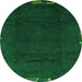 Round Abstract Green Modern Rug, abs3593grn