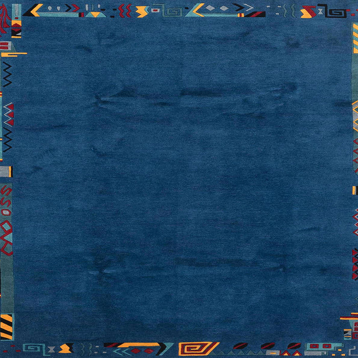 Square Abstract Blue Modern Rug, abs3593