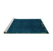 Sideview of Machine Washable Abstract Turquoise Modern Area Rugs, wshabs3593turq