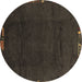 Round Abstract Brown Modern Rug, abs3593brn