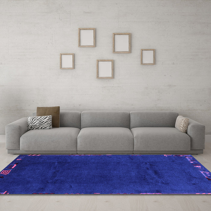 Machine Washable Abstract Purple Modern Area Rugs in a Living Room, wshabs3593pur