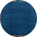 Round Abstract Blue Modern Rug, abs3593