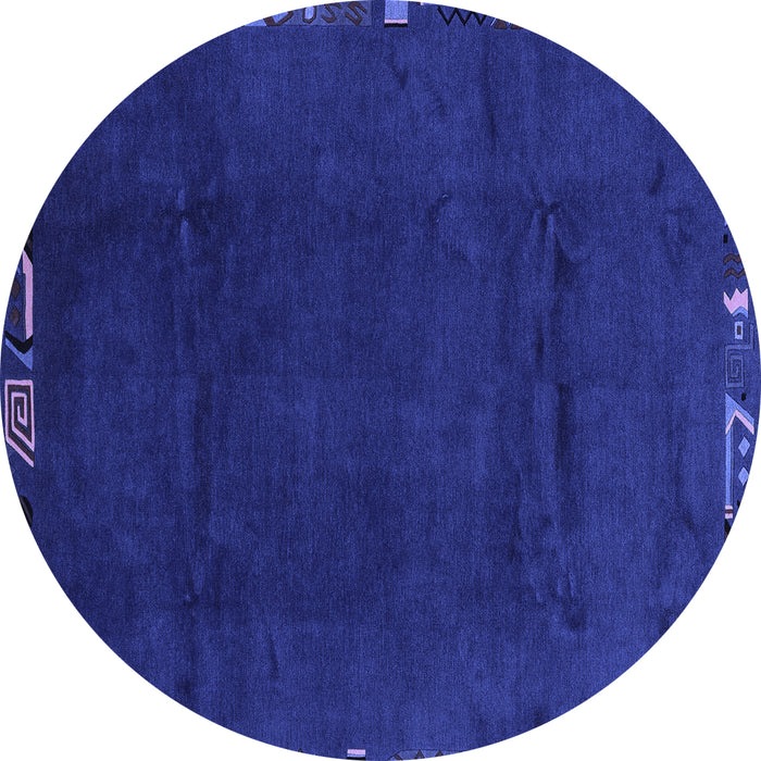 Round Abstract Blue Modern Rug, abs3593blu