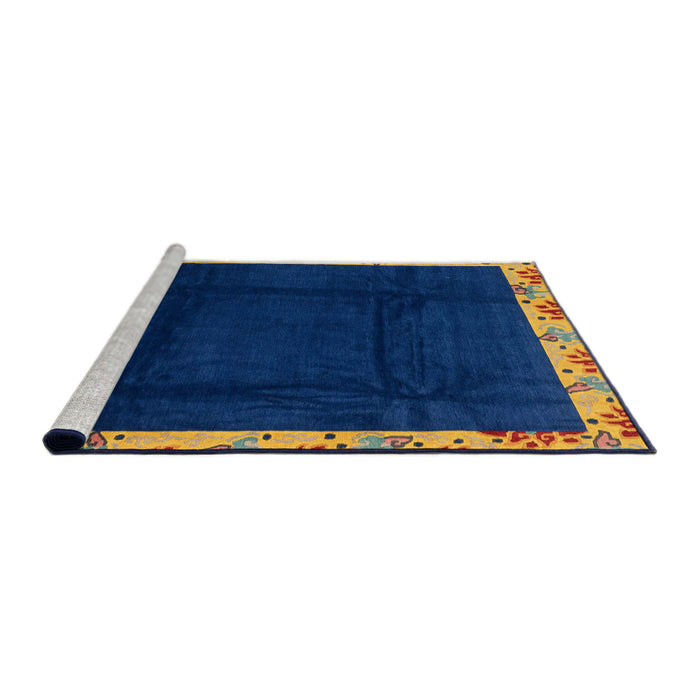 Sideview of Machine Washable Abstract Denim Dark Blue Rug, wshabs3594