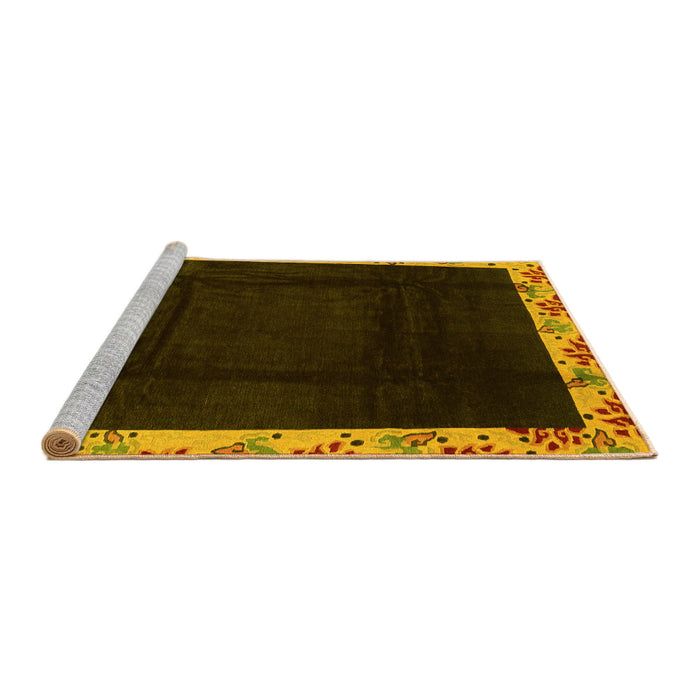 Sideview of Machine Washable Oriental Yellow Asian Inspired Rug, wshabs3594yw