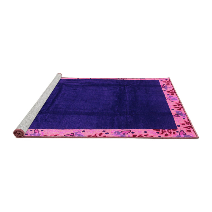 Sideview of Machine Washable Oriental Pink Asian Inspired Rug, wshabs3594pnk