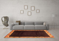 Machine Washable Oriental Orange Asian Inspired Rug, wshabs3594org