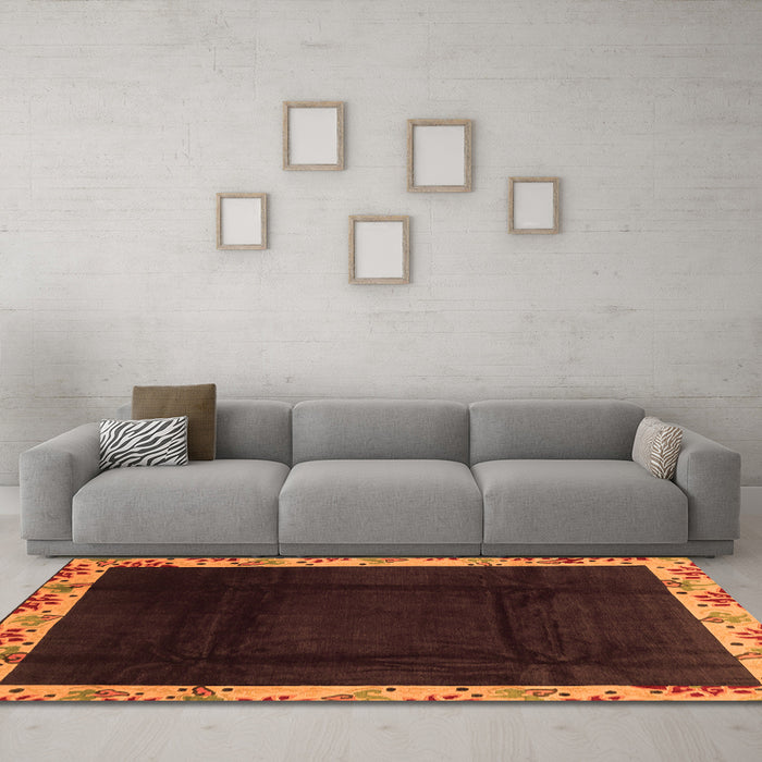 Machine Washable Oriental Orange Asian Inspired Area Rugs in a Living Room, wshabs3594org