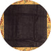 Round Oriental Brown Asian Inspired Rug, abs3594brn