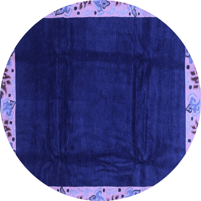 Round Oriental Blue Asian Inspired Rug, abs3594blu