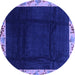 Round Oriental Blue Asian Inspired Rug, abs3594blu