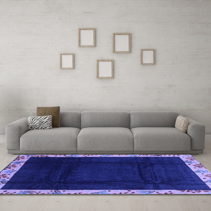 Machine Washable Oriental Blue Asian Inspired Rug in a Living Room, wshabs3594blu