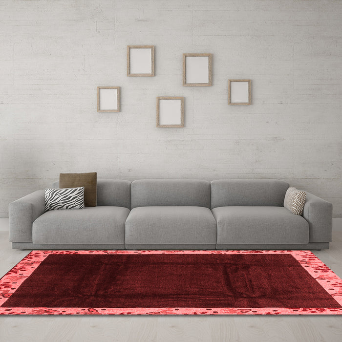 Asian Inspired Red Washable Rugs