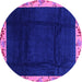 Round Machine Washable Oriental Purple Asian Inspired Area Rugs, wshabs3594pur
