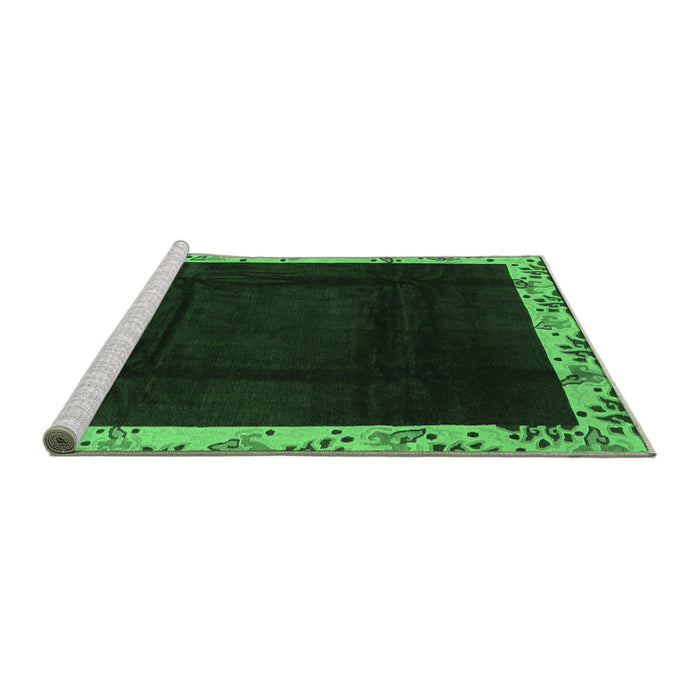 Sideview of Machine Washable Oriental Emerald Green Asian Inspired Area Rugs, wshabs3594emgrn