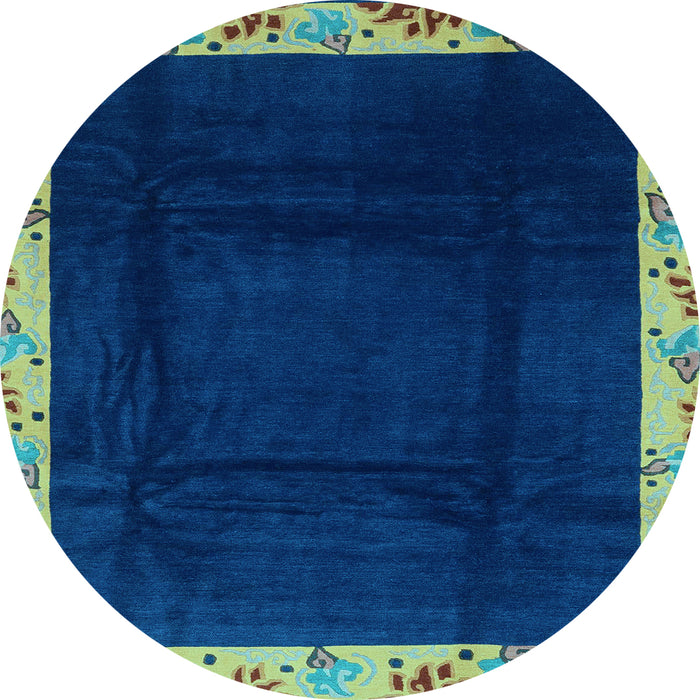 Round Oriental Light Blue Asian Inspired Rug, abs3594lblu