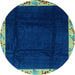 Round Oriental Light Blue Asian Inspired Rug, abs3594lblu