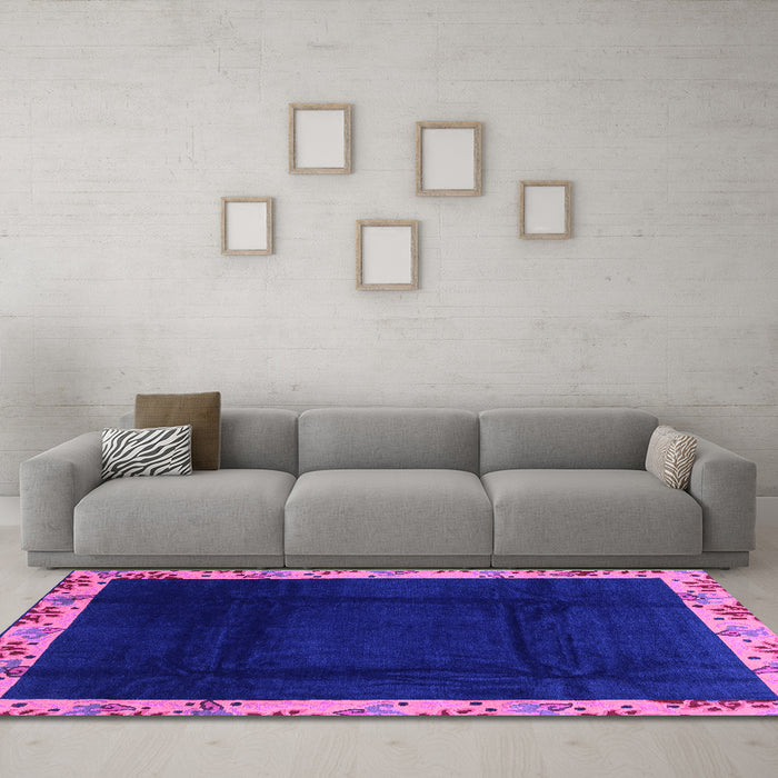 Machine Washable Oriental Purple Asian Inspired Area Rugs in a Living Room, wshabs3594pur