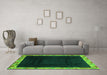 Machine Washable Oriental Green Asian Inspired Area Rugs in a Living Room,, wshabs3594grn