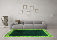 Machine Washable Oriental Green Asian Inspired Rug, wshabs3594grn