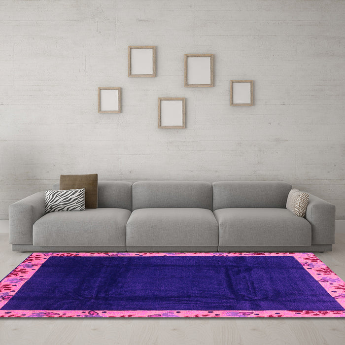 Machine Washable Oriental Pink Asian Inspired Rug in a Living Room, wshabs3594pnk