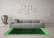 Machine Washable Oriental Emerald Green Asian Inspired Area Rugs in a Living Room,, wshabs3594emgrn