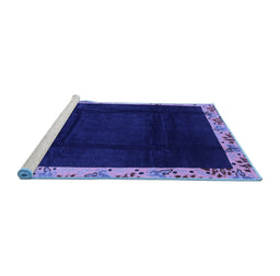 Sideview of Machine Washable Oriental Blue Asian Inspired Rug, wshabs3594blu