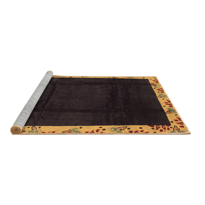 Sideview of Machine Washable Oriental Brown Asian Inspired Rug, wshabs3594brn