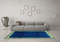 Machine Washable Oriental Light Blue Asian Inspired Rug, wshabs3594lblu