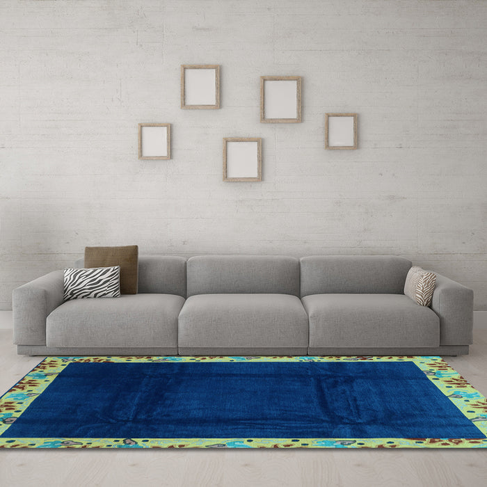 Machine Washable Oriental Light Blue Asian Inspired Rug in a Living Room, wshabs3594lblu