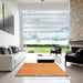 Square Abstract Dark Orange Modern Rug in a Living Room, abs3595