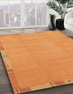 Abstract Dark Orange Modern Rug in Family Room, abs3595