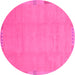 Round Abstract Pink Modern Rug, abs3595pnk