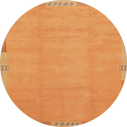 Round Machine Washable Abstract Dark Orange Rug, wshabs3595