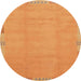 Round Machine Washable Abstract Dark Orange Rug, wshabs3595