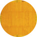 Round Abstract Yellow Modern Rug, abs3595yw