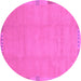 Round Machine Washable Abstract Purple Modern Area Rugs, wshabs3595pur