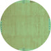 Round Abstract Turquoise Modern Rug, abs3595turq