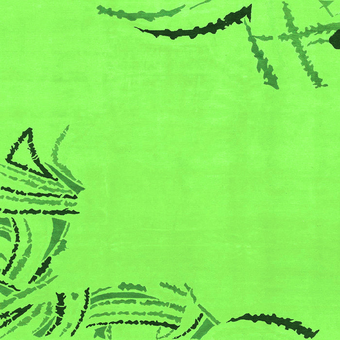 Square Machine Washable Solid Green Modern Area Rugs, wshabs3596grn