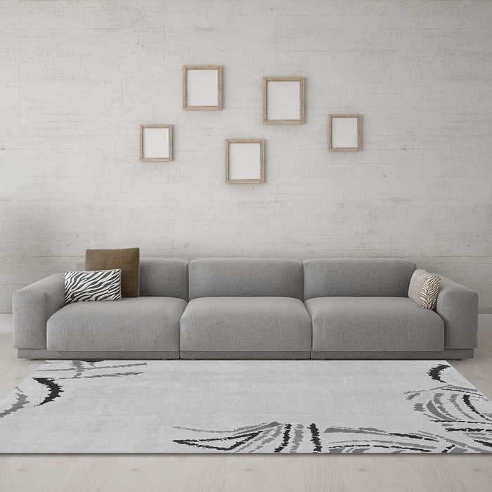 Machine Washable Solid Gray Modern Rug in a Living Room,, wshabs3596gry