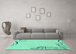 Machine Washable Solid Turquoise Modern Area Rugs in a Living Room,, wshabs3596turq