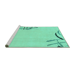 Sideview of Machine Washable Solid Turquoise Modern Area Rugs, wshabs3596turq